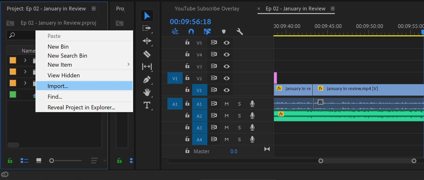Import the green screen video into your Adobe Premiere Pro project